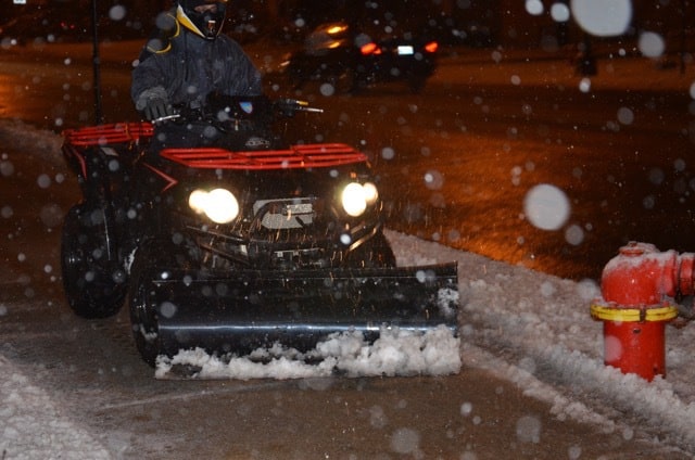 Sidewalk shoveling / throwing snow in the air