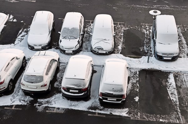 first snow parking lot