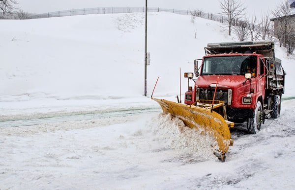 red snow plow